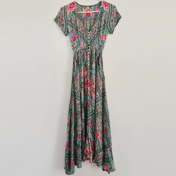 Spell & the Gypsy Collective Babushka Turquoise Maxi Dress Gown Size XS b180E - Picture 2 of 10